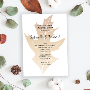 Fall Oak Leaf Wedding Rehearsal Dinner Invitation