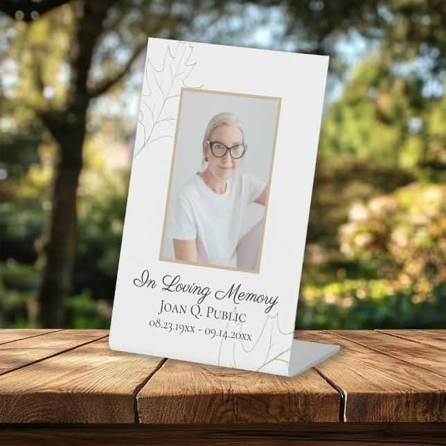 Fall Oak Leaves Celebration of Life Funeral Pedestal Sign (Creator Uploaded)