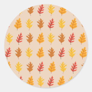 Fall Oak Leaves Classic Round Sticker