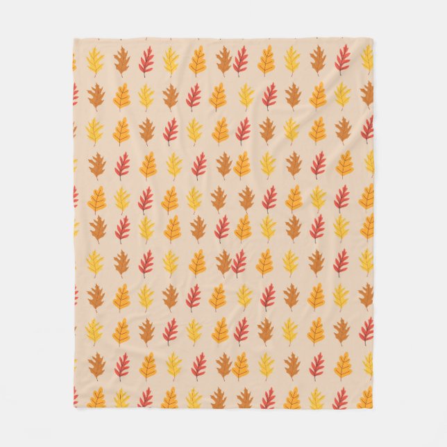 Fall Oak Leaves Fleece Blanket (Front)