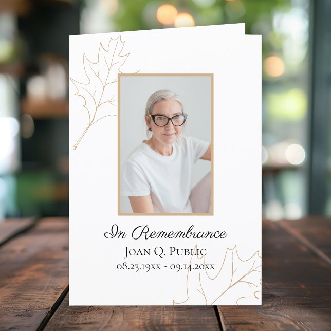 Fall Oak Leaves Funeral Service Memorial Folded Program (Creator Uploaded)