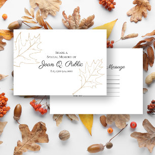 Fall Oak Leaves Share a Memory Funeral  Card
