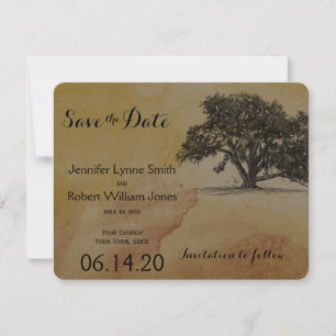 Fall Oak Tree String Lights Wedding Save the Date