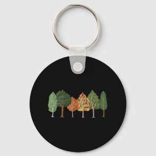 Fall Or Autumn Trees With Beautiful Colours - Leav Key Ring