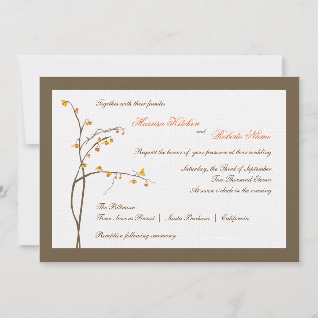 Fall or Autumn Wedding Invitation (Front)