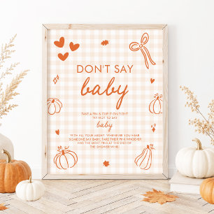Fall Orange A Little Pumpkin Don't Say Baby Game Poster