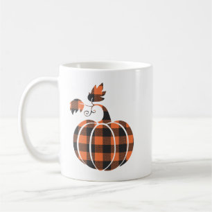 Fall Orange And Black Plaid Autumn Pumpkin Coffee Mug