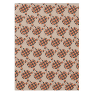 Fall Orange And Black Plaid Autumn Pumpkin Tablecloth