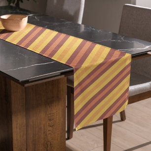 Fall orange Autumn stripped pattern Short Table Runner