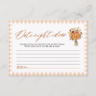 Fall Orange Date Night Ideas Bridal Shower Game Enclosure Card