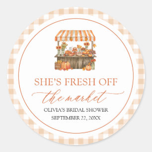 Fall Orange Fresh Off The Market Bridal Shower Classic Round Sticker