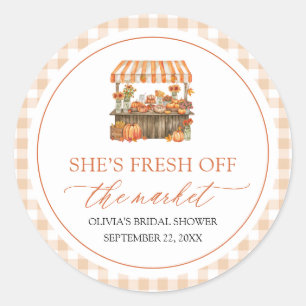 Fall Orange Fresh Off The Market Bridal Shower Classic Round Sticker