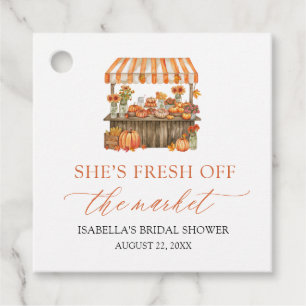 Fall Orange Fresh Off The Market Bridal Shower Favour Tags