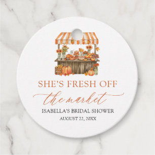 Fall Orange Fresh Off The Market Bridal Shower Favour Tags