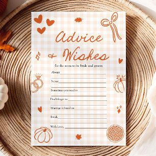 Fall Orange Gingham Advice and Wishes Game Invitation