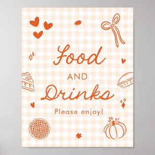 Fall Orange Gingham Cutie Pie Food and Drinks Sign
