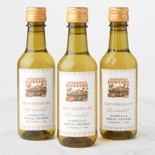 Fall Orange Gingham Farmers Market Bridal Shower Wine Label
