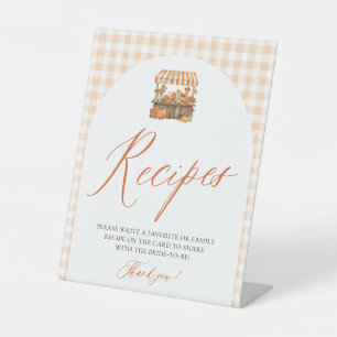 Fall Orange Gingham Fresh Off The Market Recipes Pedestal Sign