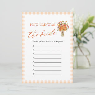 Fall Orange Gingham How Old Was The Bride Game Invitation