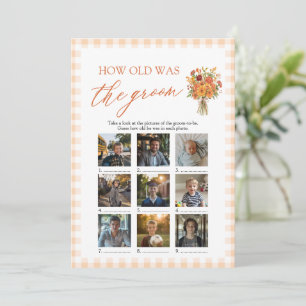 Fall Orange Gingham How Old Was The Groom Game Invitation