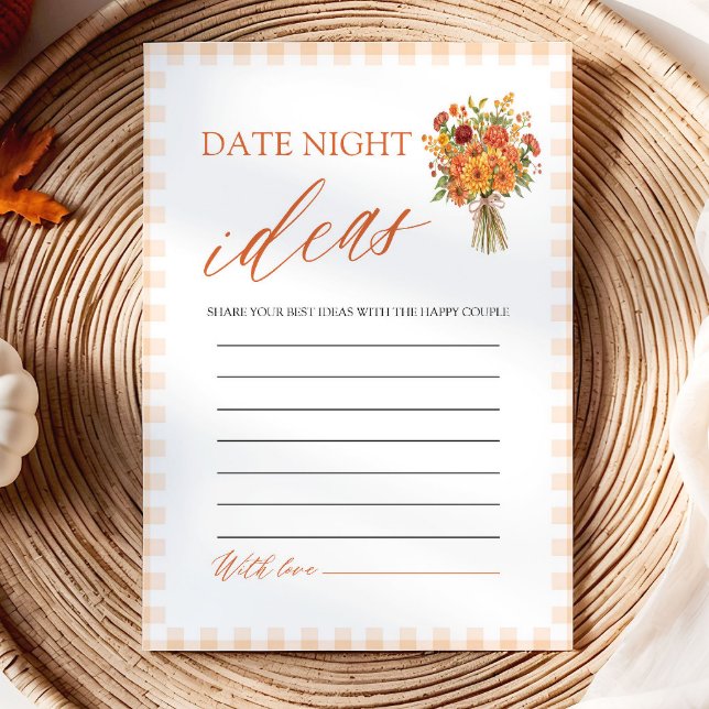 Fall Orange Gingham Market Date Night Ideas Game Invitation (Fall Orange Gingham Market Date Night Ideas Game)