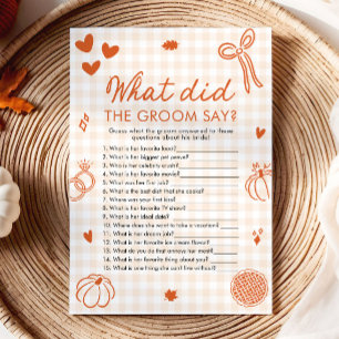 Fall Orange Gingham What Did The Groom Say Game Invitation