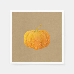 Fall Orange Glittered Glitter Autumn Pumpkin Kraft Napkin