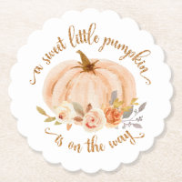 Fall orange gold foil little pumpkin baby shower