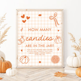 Fall Orange Hand Drawn Guess How Many Candies Game Poster