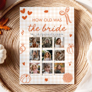 Fall Orange Hand Drawn How Old Was The Bride Game Invitation