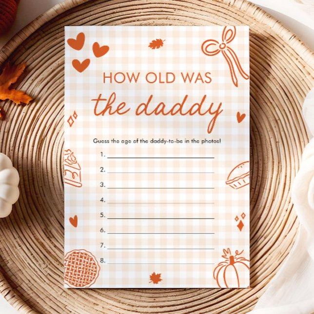 Fall Orange Hand Drawn How Old Was The Daddy Game  Invitation (Fall Orange Hand Drawn How Old Was The Daddy Game)