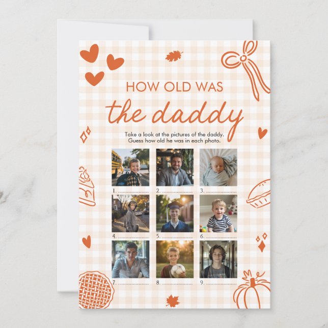 Fall Orange Hand Drawn How Old Was The Daddy Game Invitation (Front)