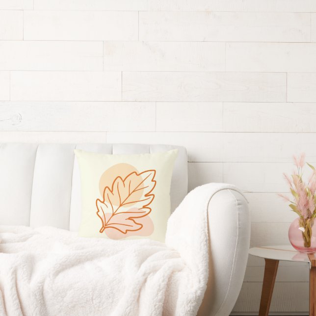Fall Orange Leaf & Blob Design Thanksgiving Gift Cushion (Couch)