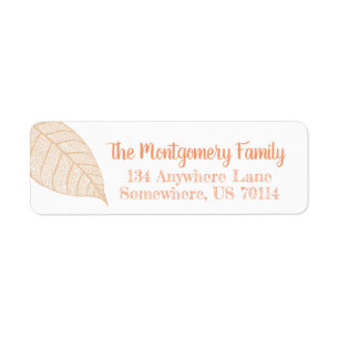Fall Orange Leaf Skeleton Personalised Return Address Label