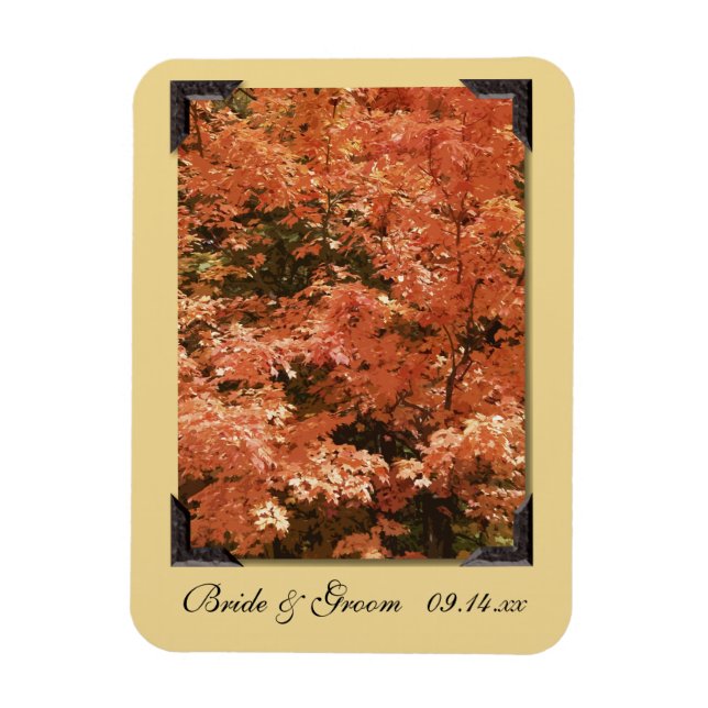 Fall Orange Leaves Wedding Save the Date Magnet (Vertical)