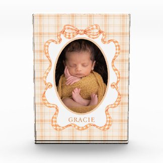 Fall Orange Plaid Baby Photo Block