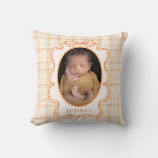 Fall Orange Plaid Baby Photo Cushion