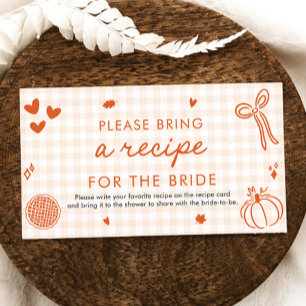 Fall Orange Please Bring A Recipe for Bride Game Enclosure Card