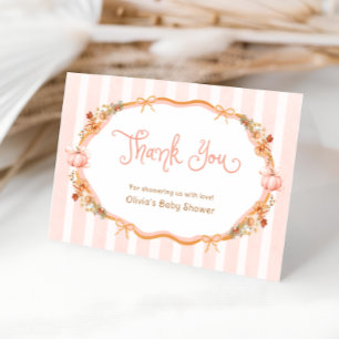 Fall Orange Pumpkin Baby Shower Thank You Card