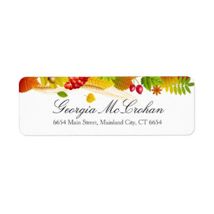 Fall Orange Red Leaves Return Address Label