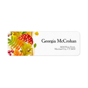 Fall Orange Red Leaves Return Address Label