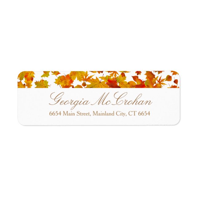 Fall Orange Red Leaves Return Address Label (Front)