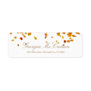 Fall Orange Red Leaves Return Address Label