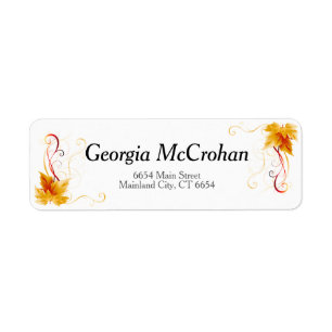 Fall Orange Red Leaves Return Address Label