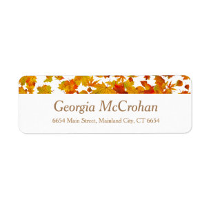 Fall Orange Red Leaves Return Address Label