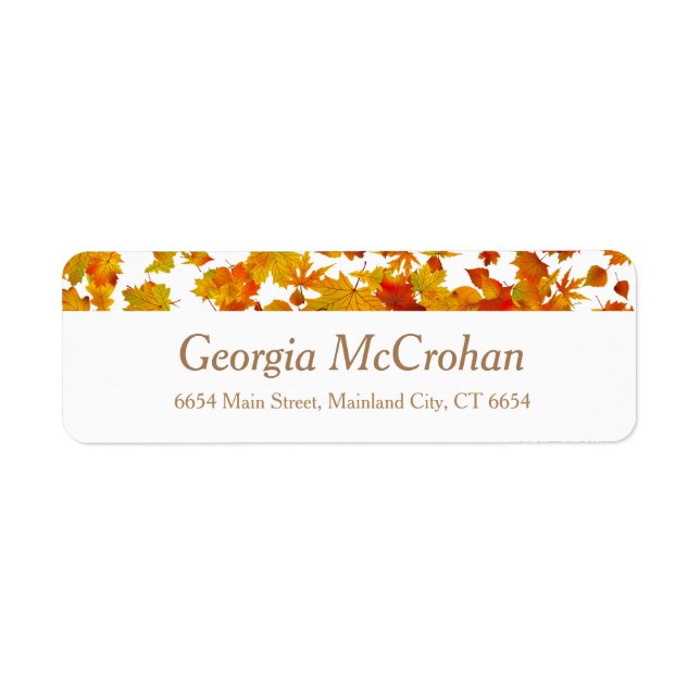 Fall Orange Red Leaves Return Address Label (Front)