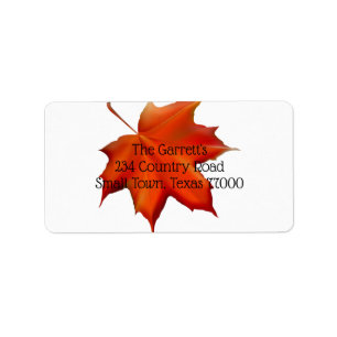 Fall Orange Thanksgiving Leaf Personalized Address Label