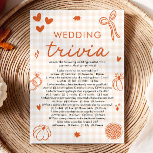 Fall Orange Wedding Trivia Bridal Shower Game Invitation