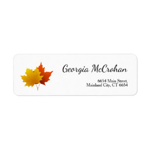 Fall Orange Yellow Leaves Return Address Label