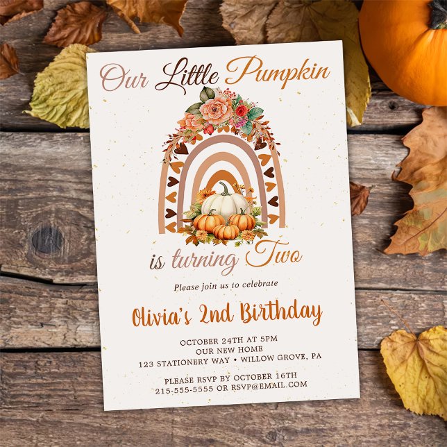 Fall Our Little Pumpkin 2nd Birthday Party Invitation (Creator Uploaded)